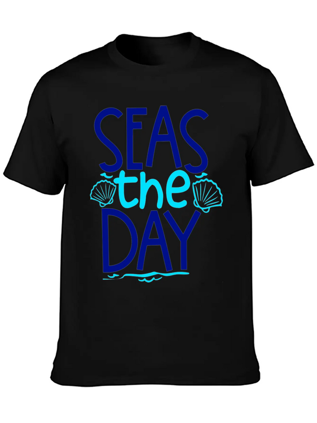 Seas The Day Lightweight Cotton T-Shirt – Daily Comfort Graphic Shirt
