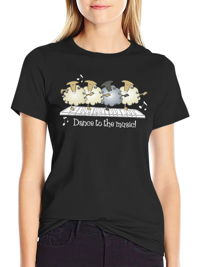 Sheep Chorus Line Lightweight Cotton T-Shirt – Daily Comfort Graphic Shirt