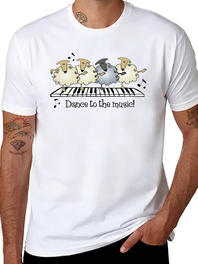 Sheep Chorus Line Lightweight Cotton T-Shirt – Daily Comfort Graphic Shirt