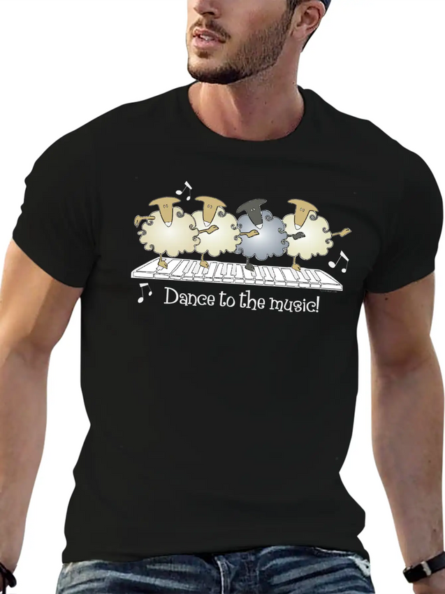 Sheep Chorus Line Lightweight Cotton T-Shirt – Daily Comfort Graphic Shirt