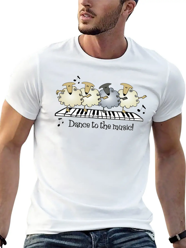 Sheep Chorus Line Lightweight Cotton T-Shirt – Daily Comfort Graphic Shirt