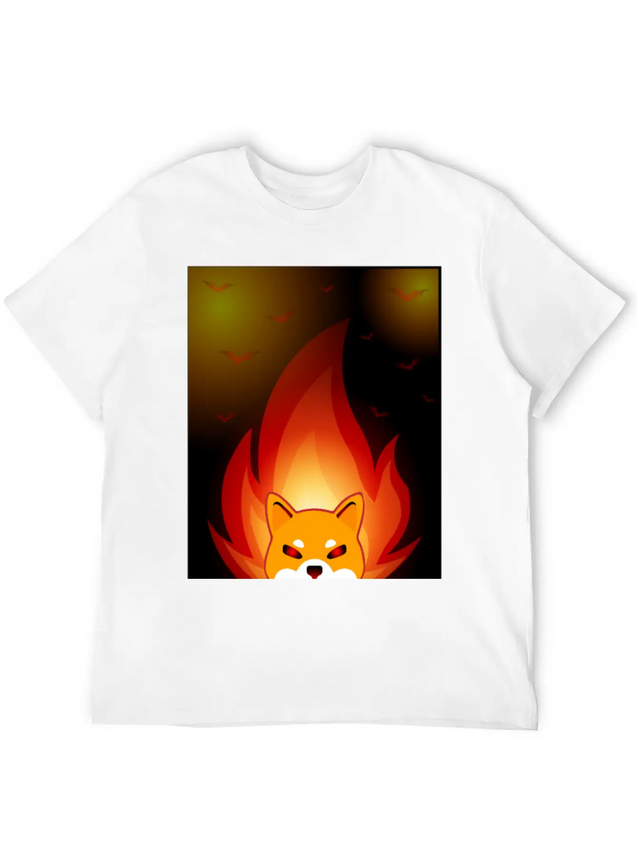 Shiba Inu Coin Crypto Currency With Fire Lightweight Cotton T-Shirt – Daily Comfort Graphic Shirt