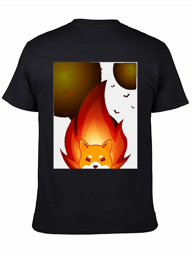 Shiba Inu Coin Crypto Currency With Fire Lightweight Cotton T-Shirt – Daily Comfort Graphic Shirt