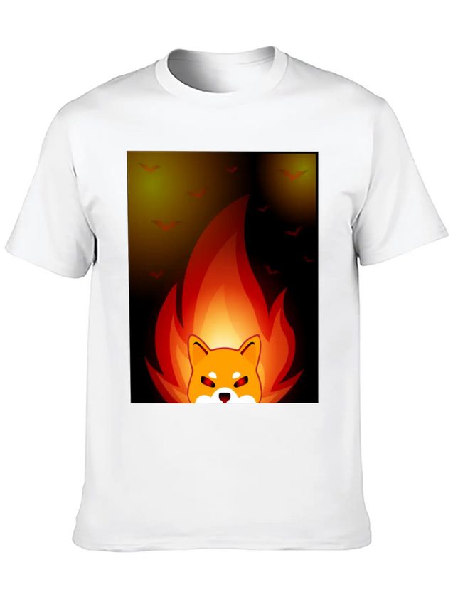 Shiba Inu Coin Crypto Currency With Fire Lightweight Cotton T-Shirt – Daily Comfort Graphic Shirt