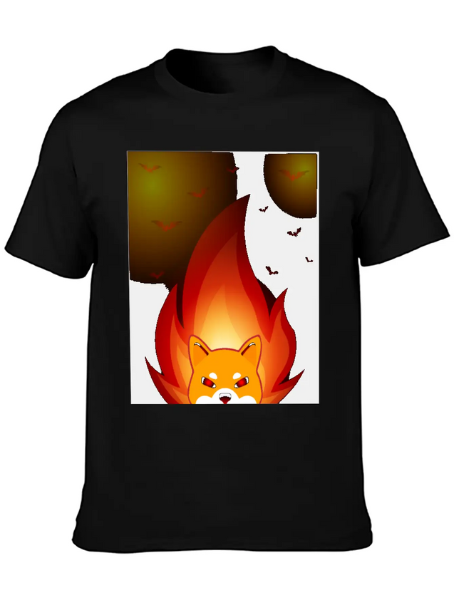 Shiba Inu Coin Crypto Currency With Fire Lightweight Cotton T-Shirt – Daily Comfort Graphic Shirt