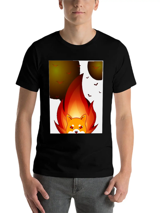 Shiba Inu Coin Crypto Currency With Fire Lightweight Cotton T-Shirt – Daily Comfort Graphic Shirt