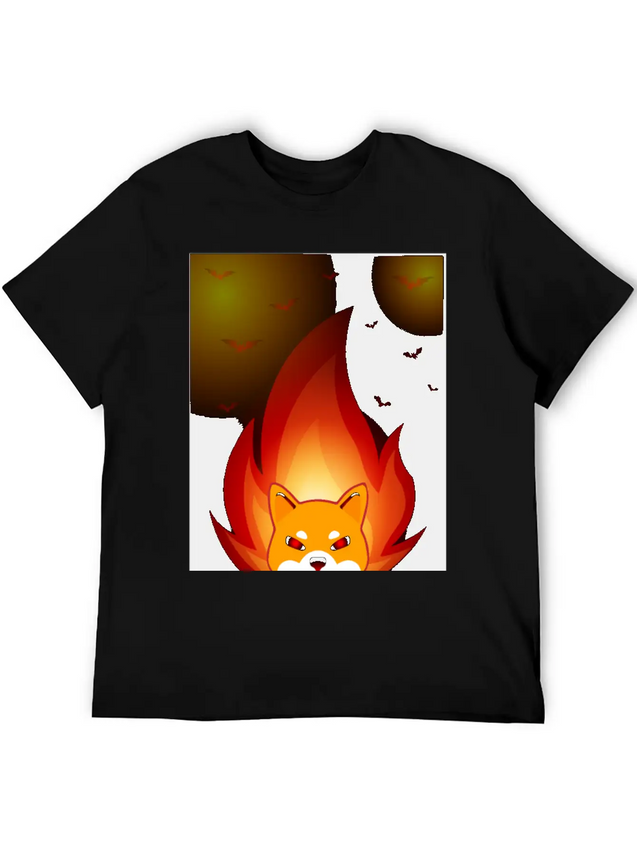 Shiba Inu Coin Crypto Currency With Fire Lightweight Cotton T-Shirt – Daily Comfort Graphic Shirt