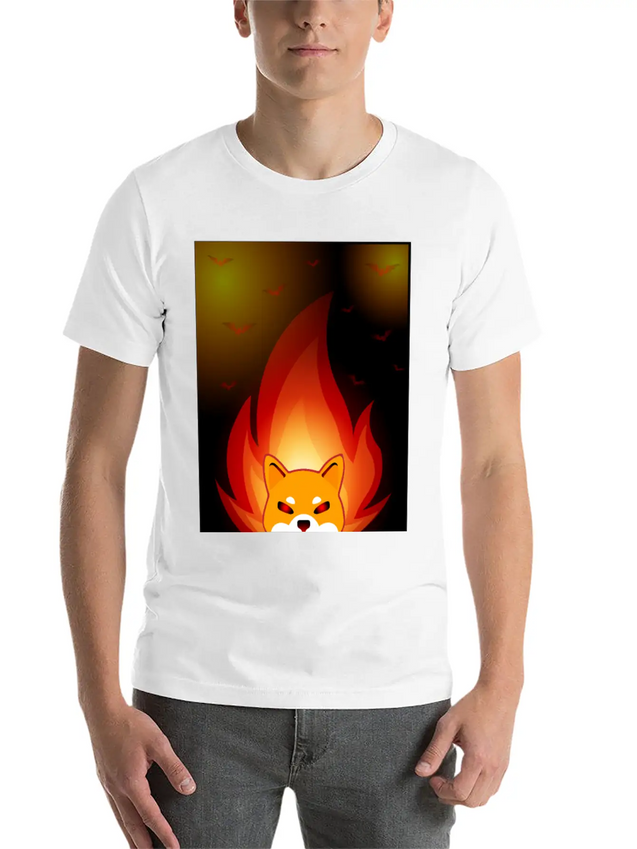 Shiba Inu Coin Crypto Currency With Fire Lightweight Cotton T-Shirt – Daily Comfort Graphic Shirt