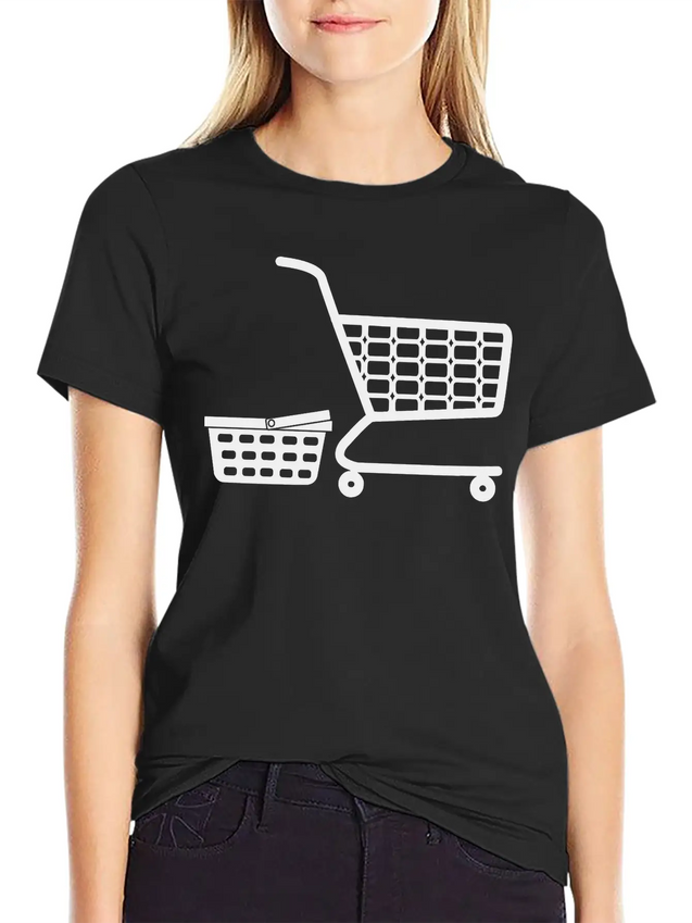 Shopping Cart And Basket Logo For Shop Or Supermar Lightweight Cotton T-Shirt – Daily Comfort Graphic Shirt