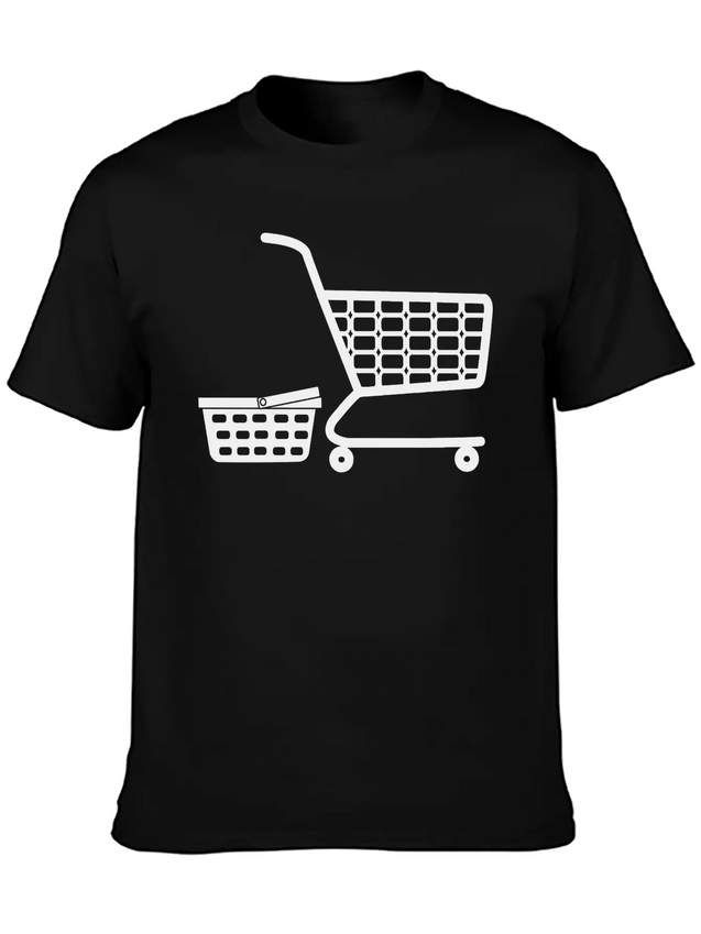 Shopping Cart And Basket Logo For Shop Or Supermar Lightweight Cotton T-Shirt – Daily Comfort Graphic Shirt