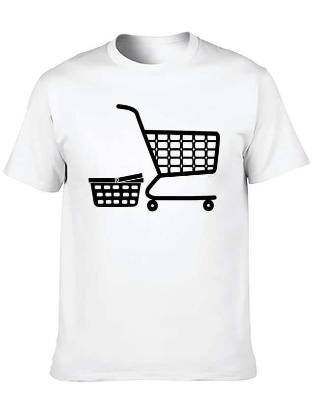 Shopping Cart And Basket Logo For Shop Or Supermar Lightweight Cotton T-Shirt – Daily Comfort Graphic Shirt