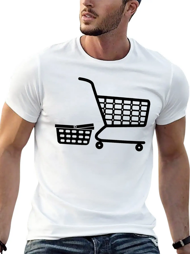 Shopping Cart And Basket Logo For Shop Or Supermar Lightweight Cotton T-Shirt – Daily Comfort Graphic Shirt