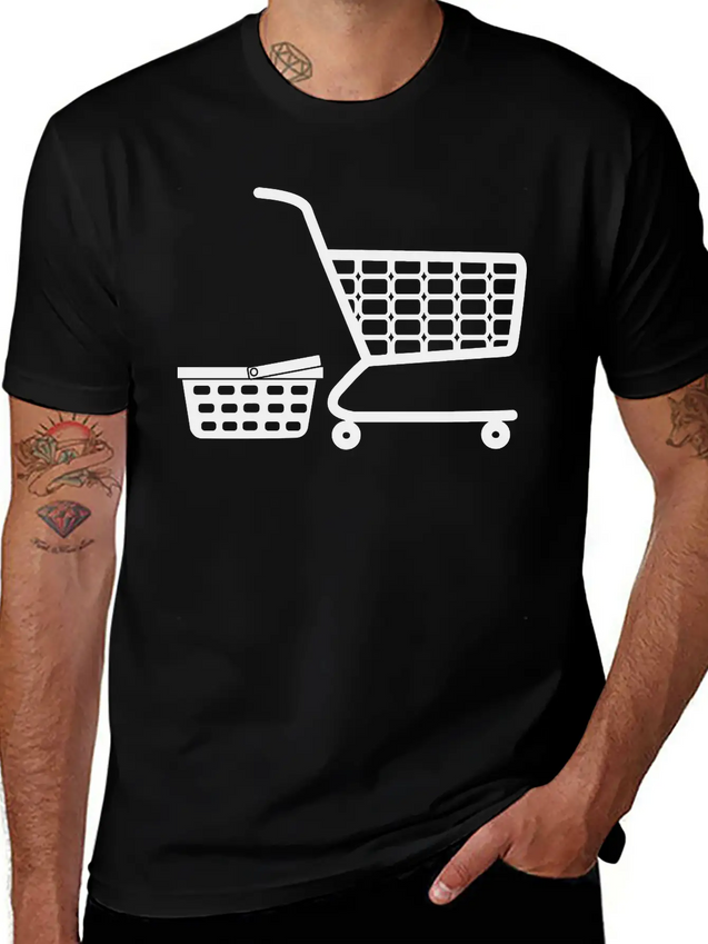 Shopping Cart And Basket Logo For Shop Or Supermar Lightweight Cotton T-Shirt – Daily Comfort Graphic Shirt