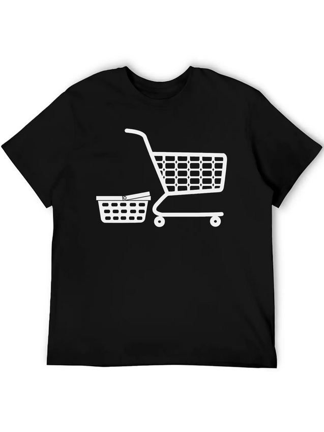 Shopping Cart And Basket Logo For Shop Or Supermar Lightweight Cotton T-Shirt – Daily Comfort Graphic Shirt