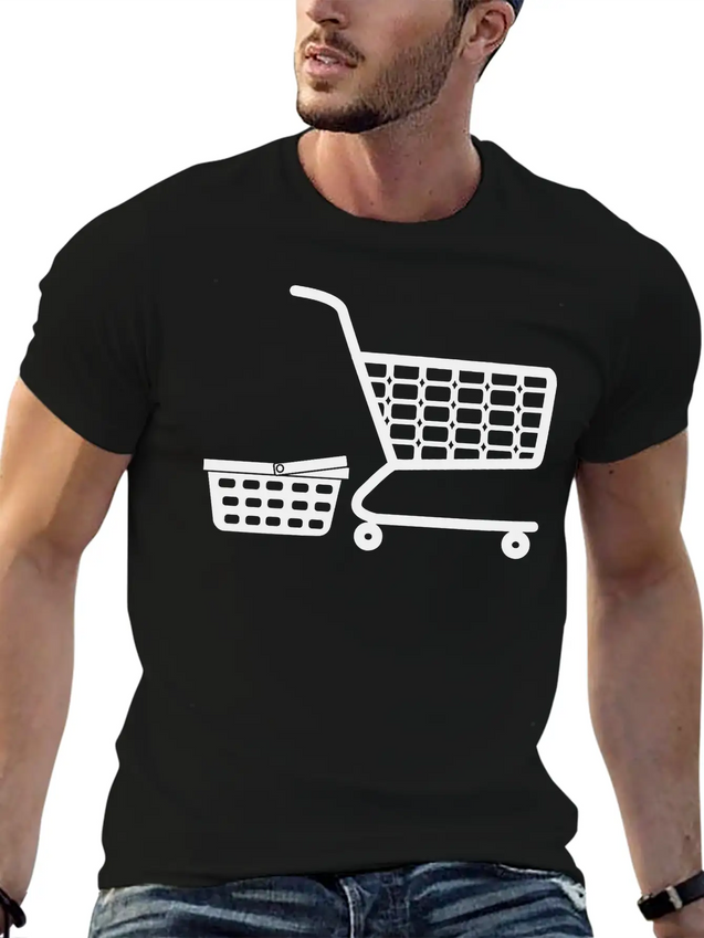 Shopping Cart And Basket Logo For Shop Or Supermar Lightweight Cotton T-Shirt – Daily Comfort Graphic Shirt