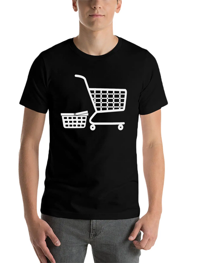 Shopping Cart And Basket Logo For Shop Or Supermar Lightweight Cotton T-Shirt – Daily Comfort Graphic Shirt