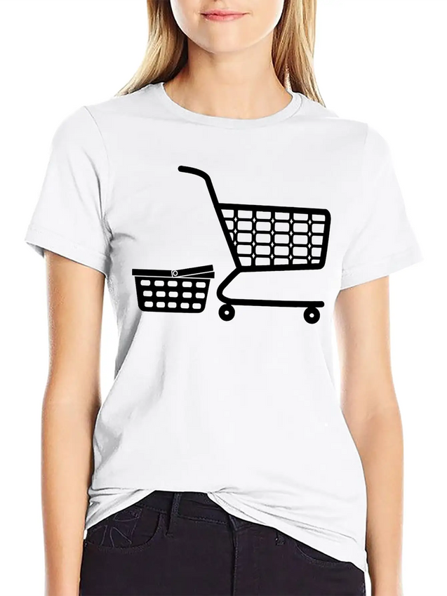 Shopping Cart And Basket Logo For Shop Or Supermar Lightweight Cotton T-Shirt – Daily Comfort Graphic Shirt