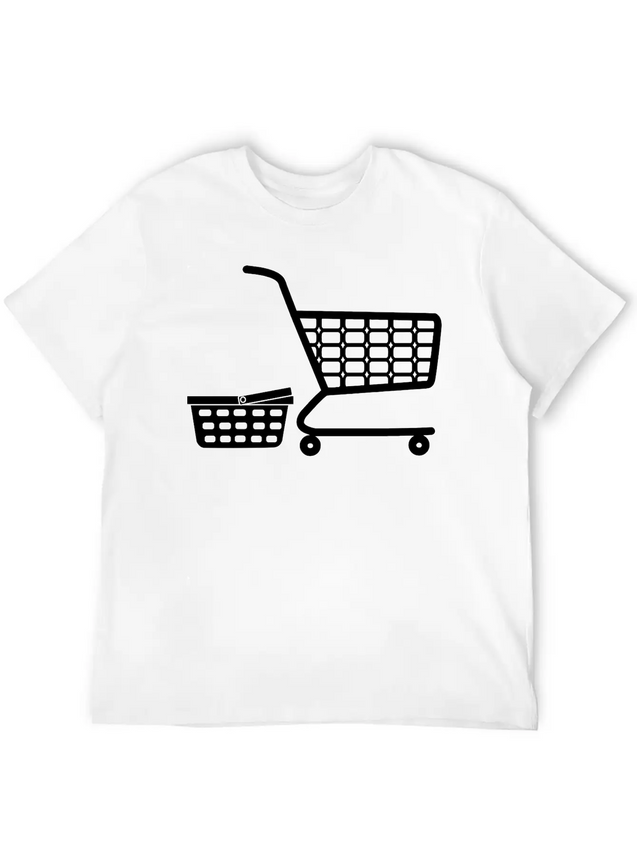 Shopping Cart And Basket Logo For Shop Or Supermar Lightweight Cotton T-Shirt – Daily Comfort Graphic Shirt