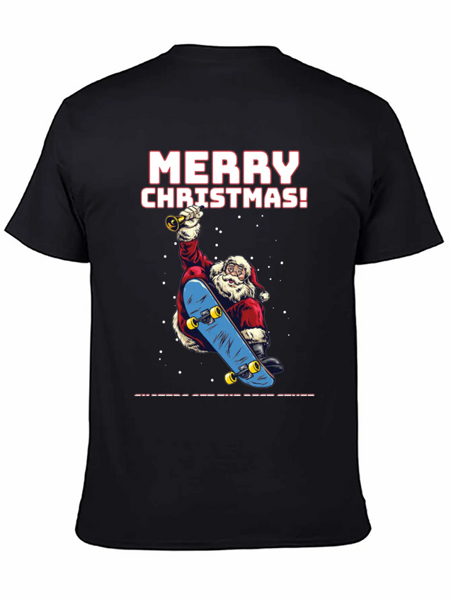 Skater Santa - Christmas Lightweight Cotton T-Shirt – Daily Comfort Graphic Shirt