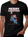 Skater Santa - Christmas Lightweight Cotton T-Shirt – Daily Comfort Graphic Shirt