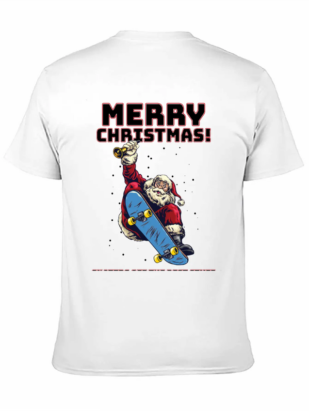 Skater Santa - Christmas Lightweight Cotton T-Shirt – Daily Comfort Graphic Shirt
