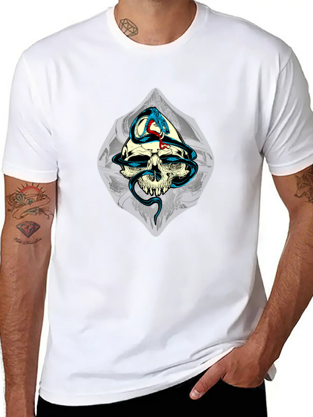 Skull And Snake Lightweight Cotton T-Shirt – Daily Comfort Graphic Shirt