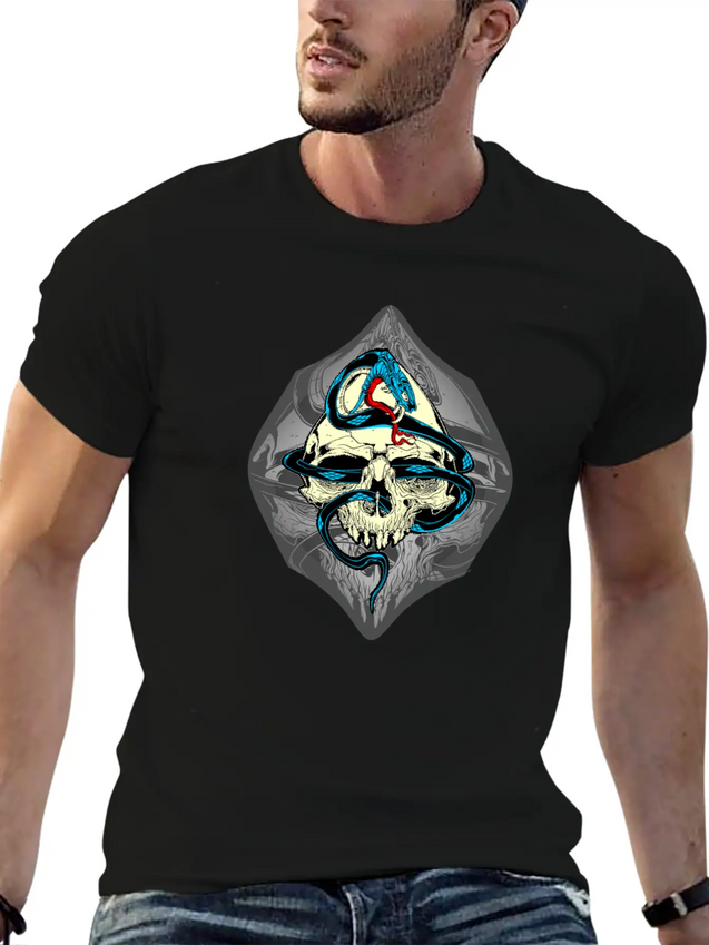 Skull And Snake Lightweight Cotton T-Shirt – Daily Comfort Graphic Shirt