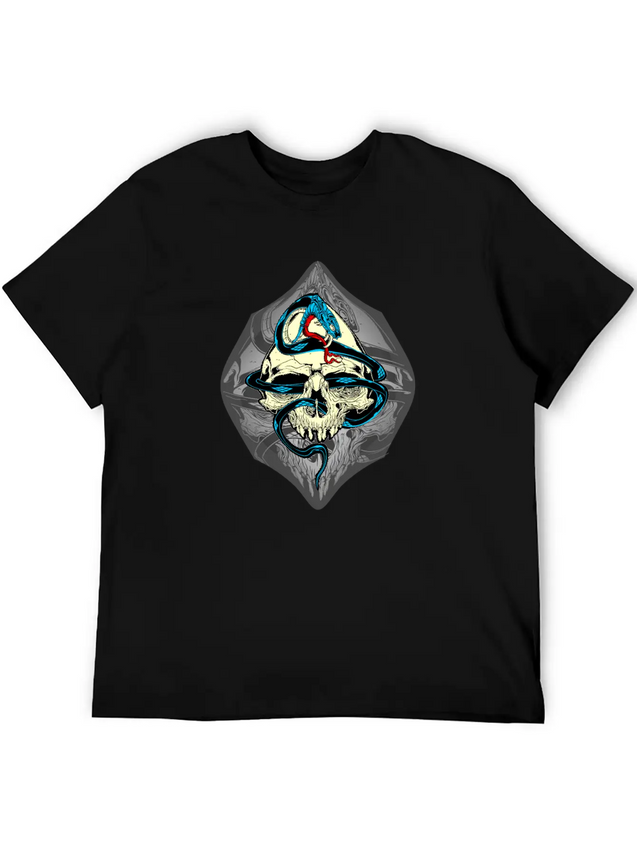 Skull And Snake Lightweight Cotton T-Shirt – Daily Comfort Graphic Shirt