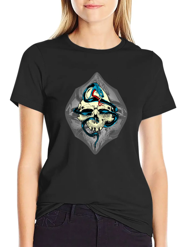 Skull And Snake Lightweight Cotton T-Shirt – Daily Comfort Graphic Shirt
