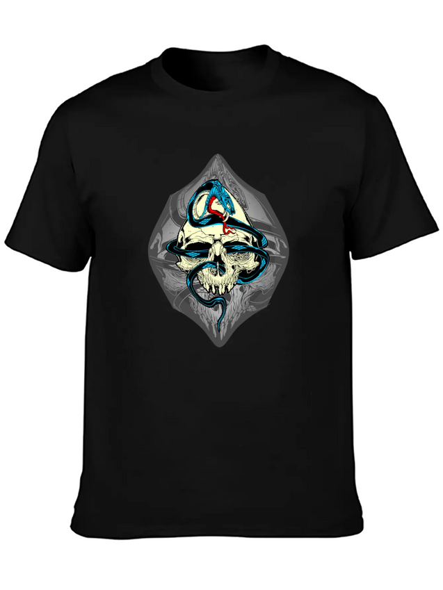 Skull And Snake Lightweight Cotton T-Shirt – Daily Comfort Graphic Shirt