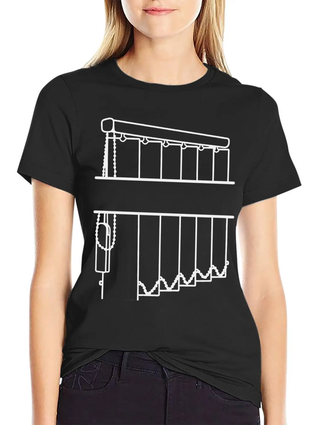Slats Transparent Window Covering Lightweight Cotton T-Shirt – Daily Comfort Graphic Shirt
