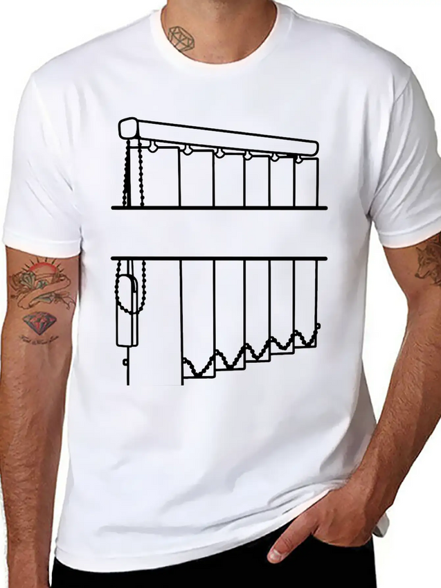 Slats Transparent Window Covering Lightweight Cotton T-Shirt – Daily Comfort Graphic Shirt