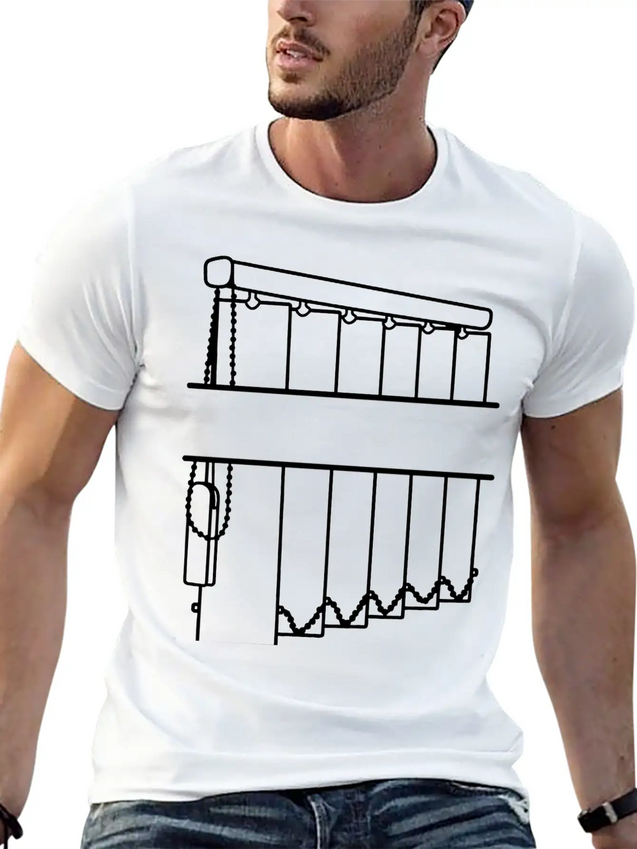Slats Transparent Window Covering Lightweight Cotton T-Shirt – Daily Comfort Graphic Shirt