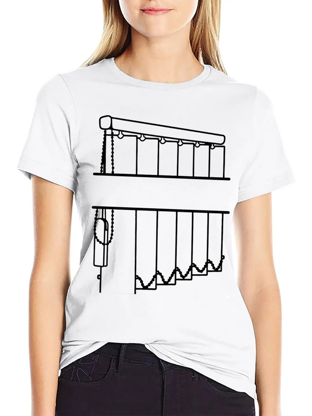 Slats Transparent Window Covering Lightweight Cotton T-Shirt – Daily Comfort Graphic Shirt