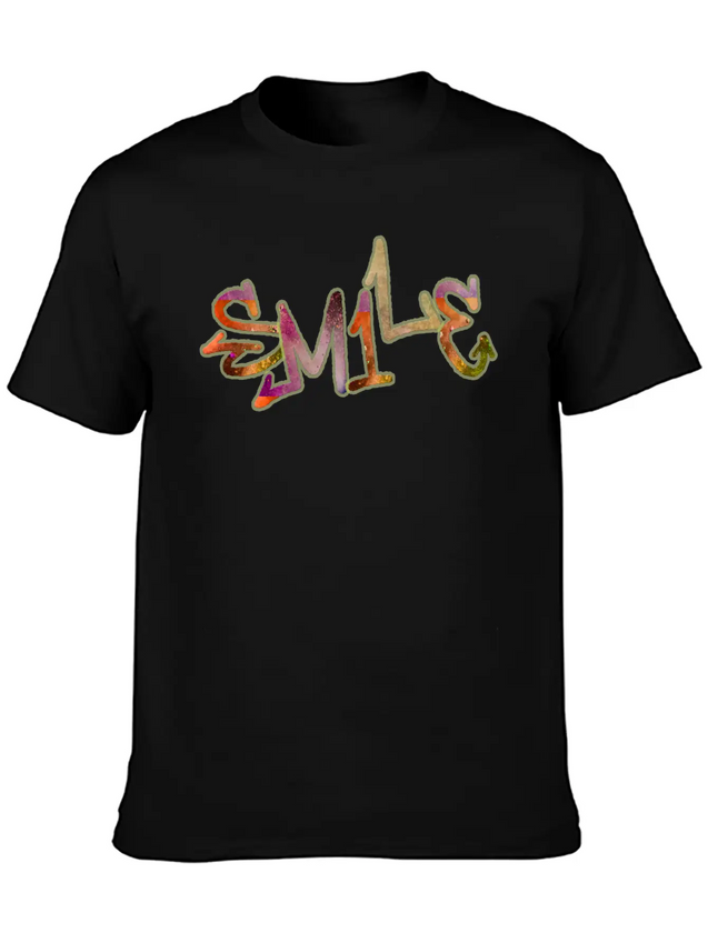 Smile Graffiti Lightweight Cotton T-Shirt – Daily Comfort Graphic Shirt
