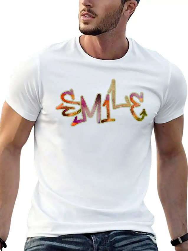 Smile Graffiti Lightweight Cotton T-Shirt – Daily Comfort Graphic Shirt