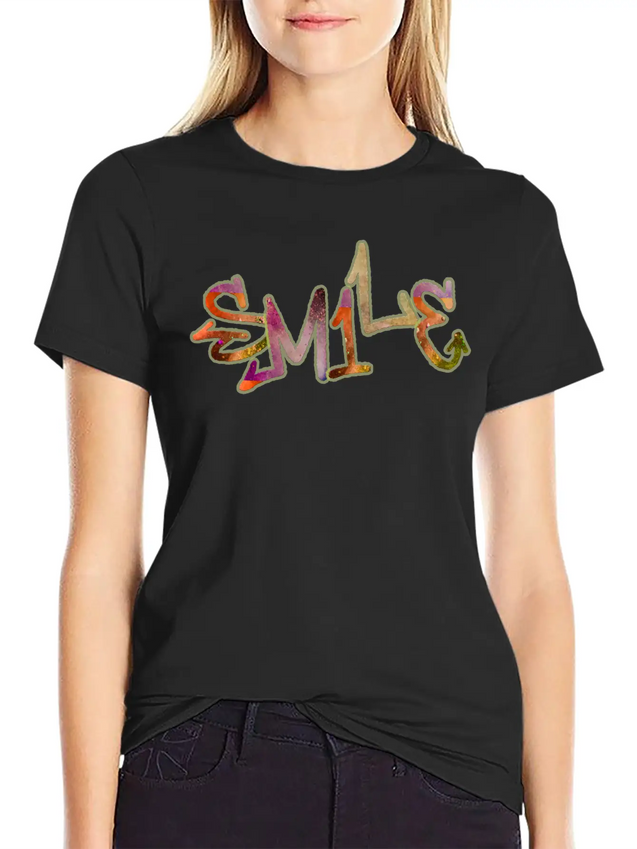Smile Graffiti Lightweight Cotton T-Shirt – Daily Comfort Graphic Shirt
