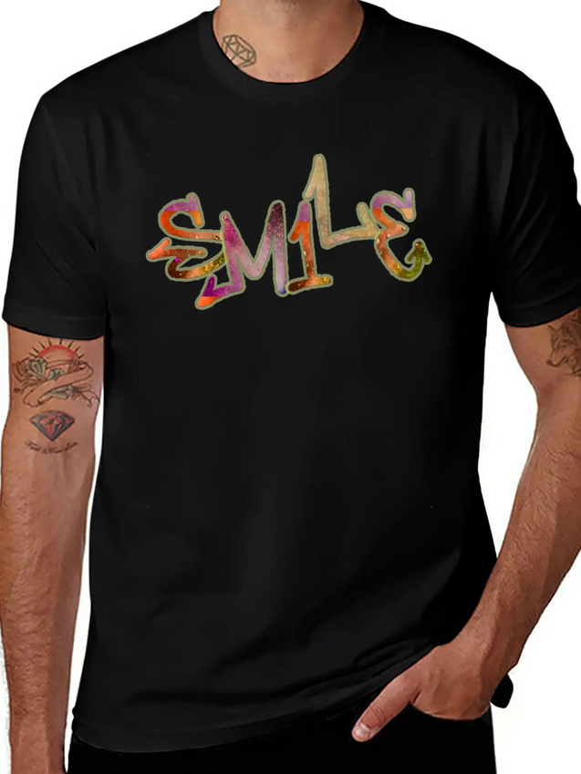 Smile Graffiti Lightweight Cotton T-Shirt – Daily Comfort Graphic Shirt