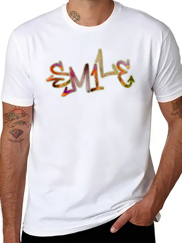 Smile Graffiti Lightweight Cotton T-Shirt – Daily Comfort Graphic Shirt