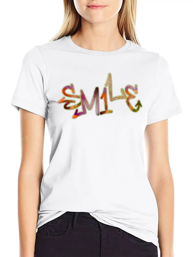Smile Graffiti Lightweight Cotton T-Shirt – Daily Comfort Graphic Shirt