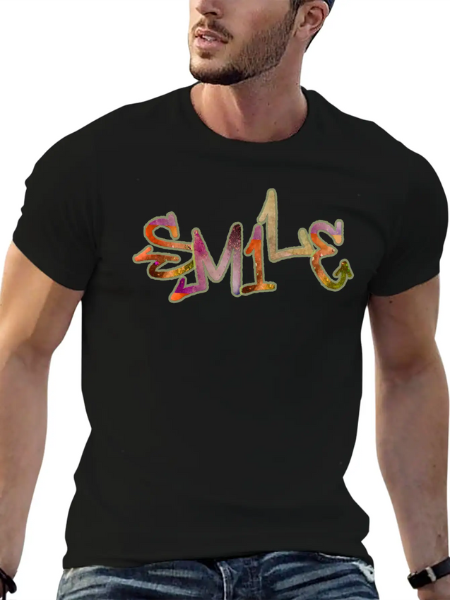 Smile Graffiti Lightweight Cotton T-Shirt – Daily Comfort Graphic Shirt
