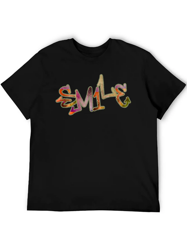 Smile Graffiti Lightweight Cotton T-Shirt – Daily Comfort Graphic Shirt