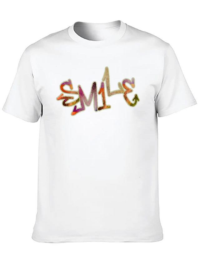 Smile Graffiti Lightweight Cotton T-Shirt – Daily Comfort Graphic Shirt