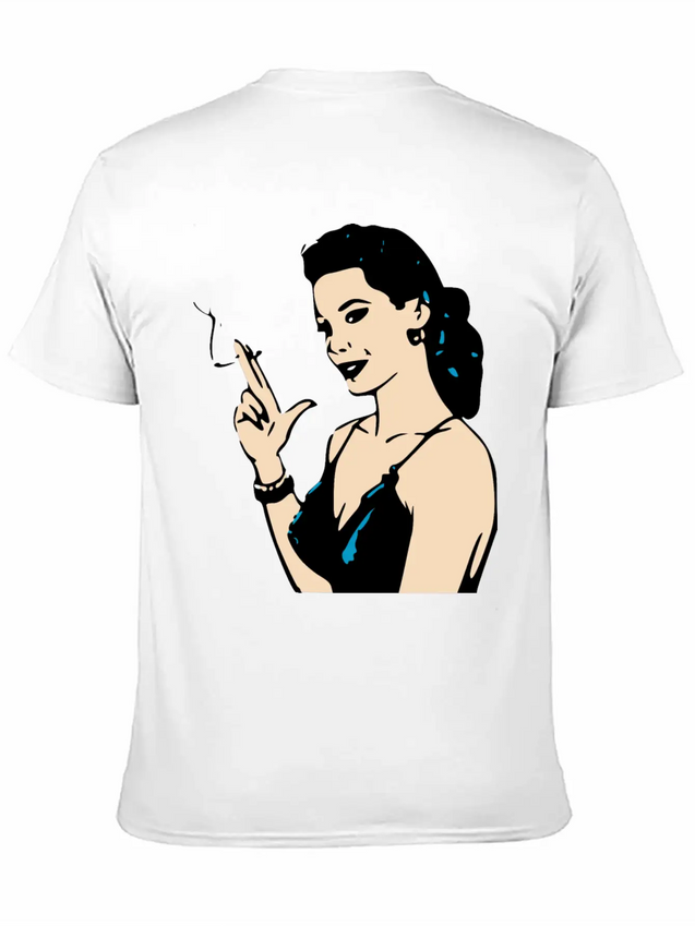 Smoking Retro Woman Lightweight Cotton T-Shirt – Daily Comfort Graphic Shirt