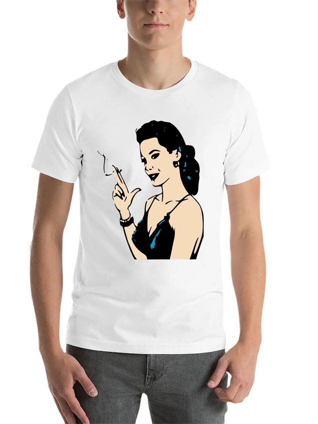 Smoking Retro Woman Lightweight Cotton T-Shirt – Daily Comfort Graphic Shirt