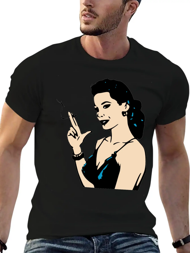 Smoking Retro Woman Lightweight Cotton T-Shirt – Daily Comfort Graphic Shirt