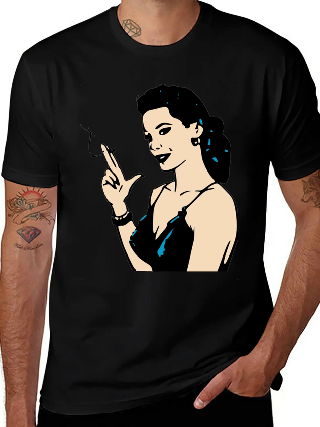 Smoking Retro Woman Lightweight Cotton T-Shirt – Daily Comfort Graphic Shirt