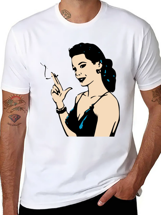 Smoking Retro Woman Lightweight Cotton T-Shirt – Daily Comfort Graphic Shirt