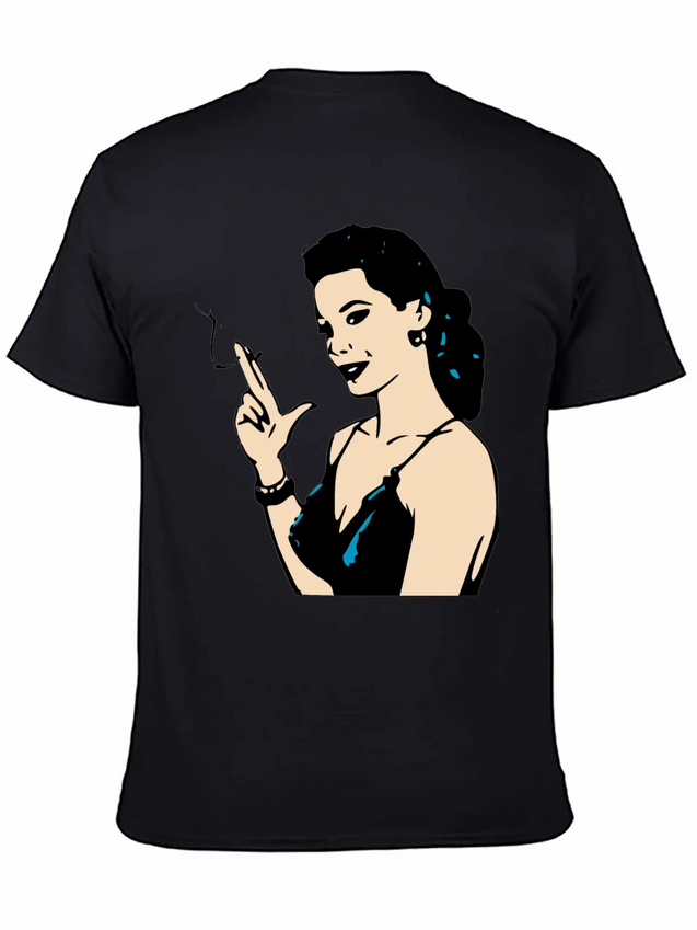 Smoking Retro Woman Lightweight Cotton T-Shirt – Daily Comfort Graphic Shirt