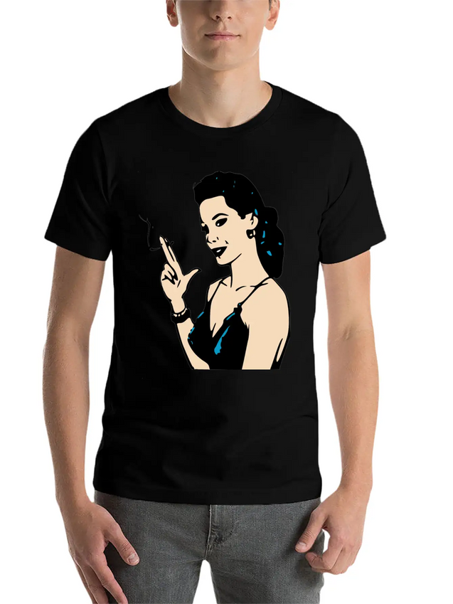 Smoking Retro Woman Lightweight Cotton T-Shirt – Daily Comfort Graphic Shirt